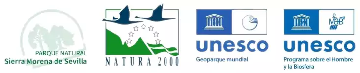 Logo Sierra Morena Logo Parque Natural Sierra Morena de Sevilla. Geoparque mundial de la UNESCO